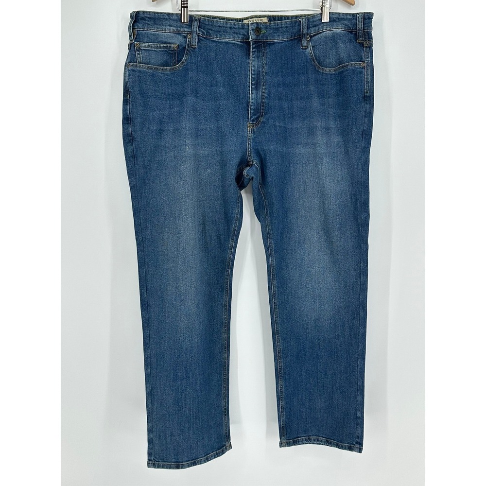 Orvis Five Pocket Mens Blue Denim Straight Leg Jeans W42 L30 Stretch Cotton B4
